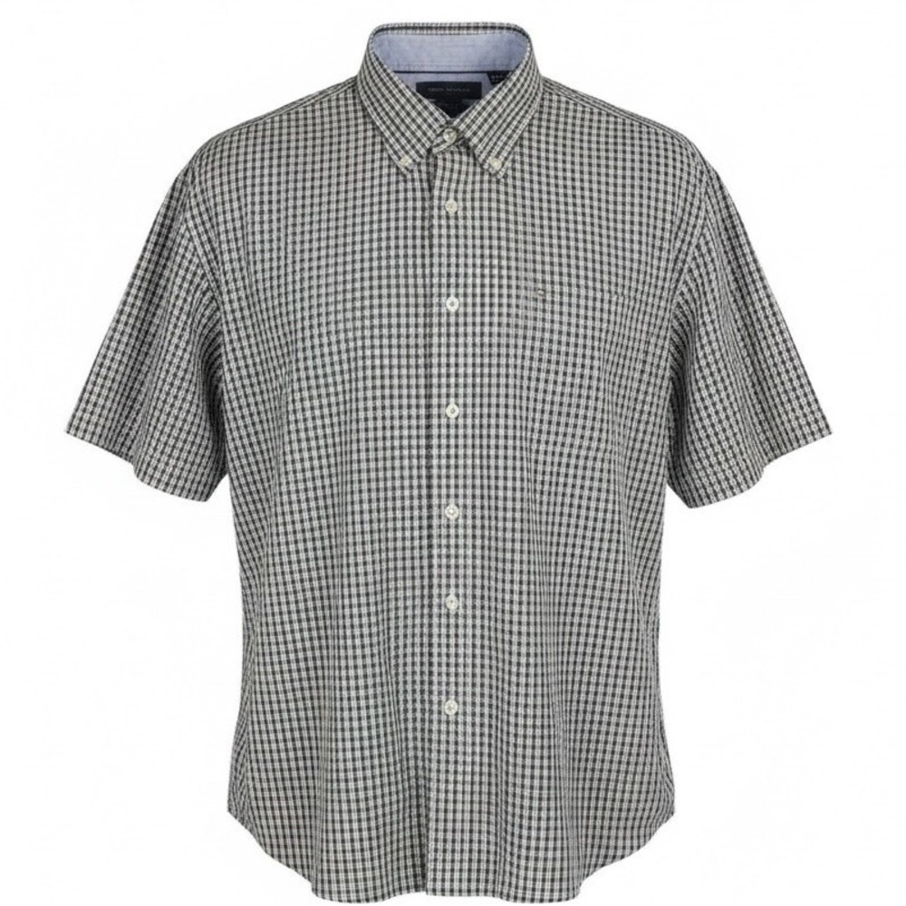 Mens Tommy Hilfigure Short Sleeve Button Up Shirt Black White Checkered Size XXL